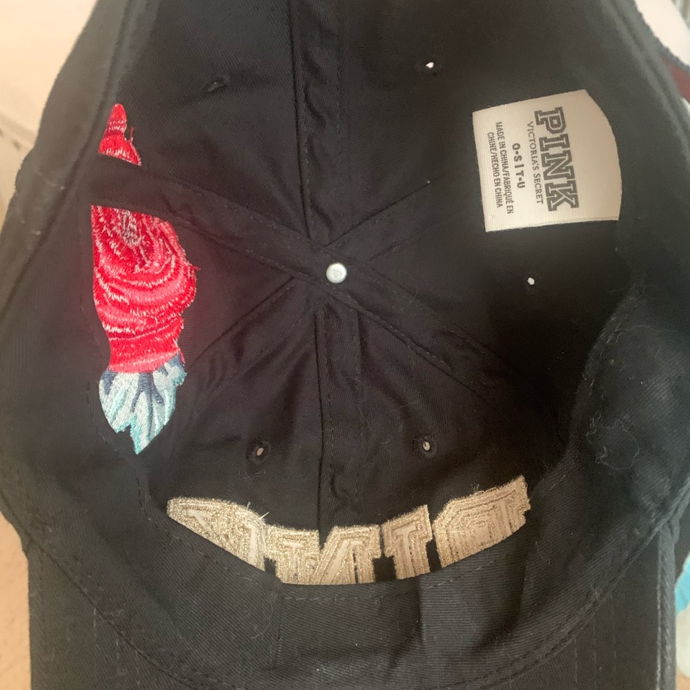 Black Victoria Secret PINK Cap with Red Rose Embroidery Rare - Picture 7 of 7